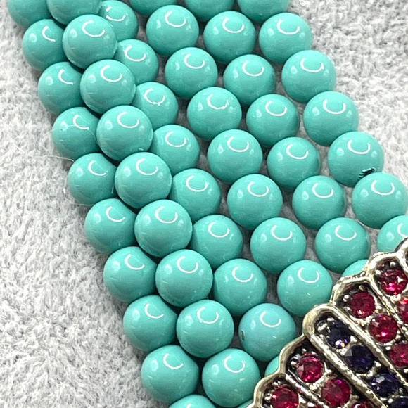 Heidi Daus Belgian Disc Turquoise Crystal Statement Necklace - Picture 10 of 12